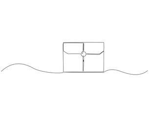 Continuous one line drawing of paper envelope. One line drawing illustration of world post day. Mail, letter, massage concept line art. Editable outline