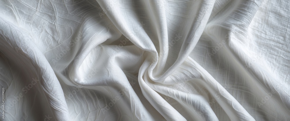 Poster textured white fabric with elegant folds and drapes creating a soft and smooth appearance suitable f