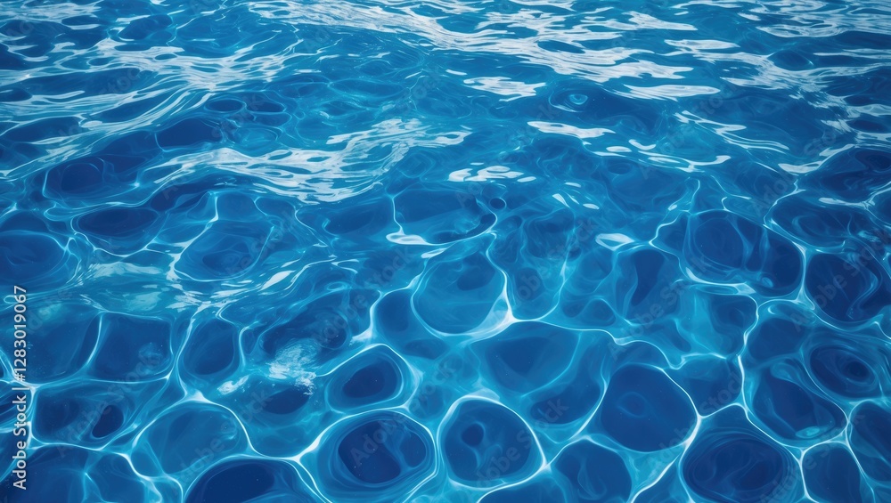 Poster clear blue water surface with rippled patterns creating a tranquil and refreshing background for des