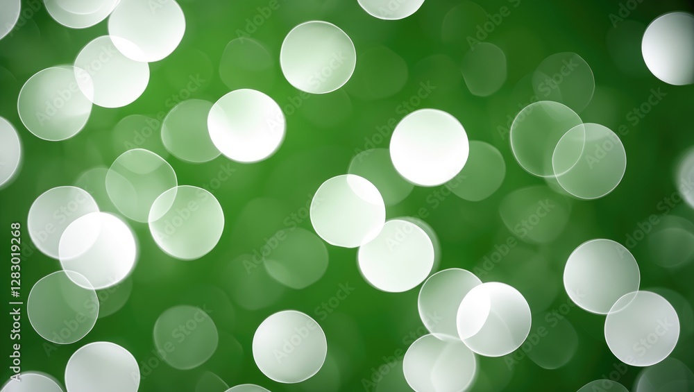 Poster green abstract background with blurred circular bokeh lights and soft edges in various shades of gre