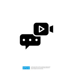 Video Communication Icon Illustrating Chat and Multimedia Interaction in Digital Media Platforms with Speech Bubbles