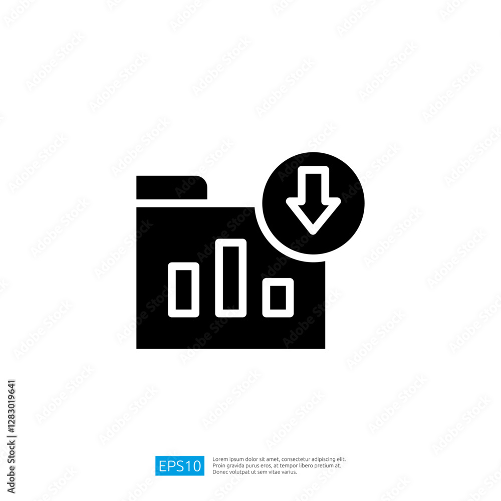 Poster download icon representing data analysis and graphical representation of business performance and gr