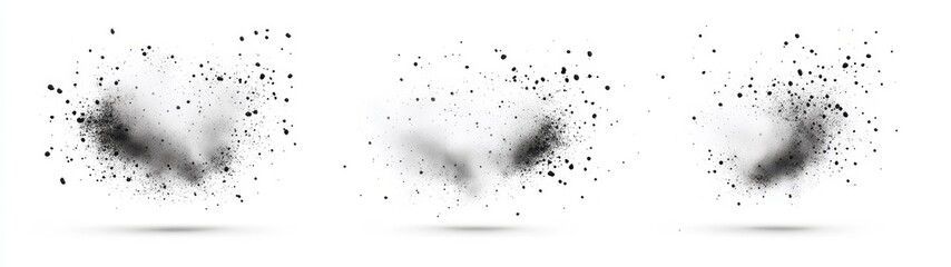 Abstract Black and White Ink Splashes on White Background