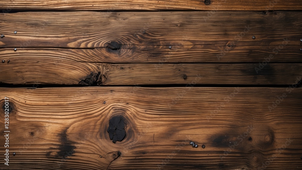 Poster textured dark wooden surface with visible knots and grain patterns suitable for backgrounds or surfa