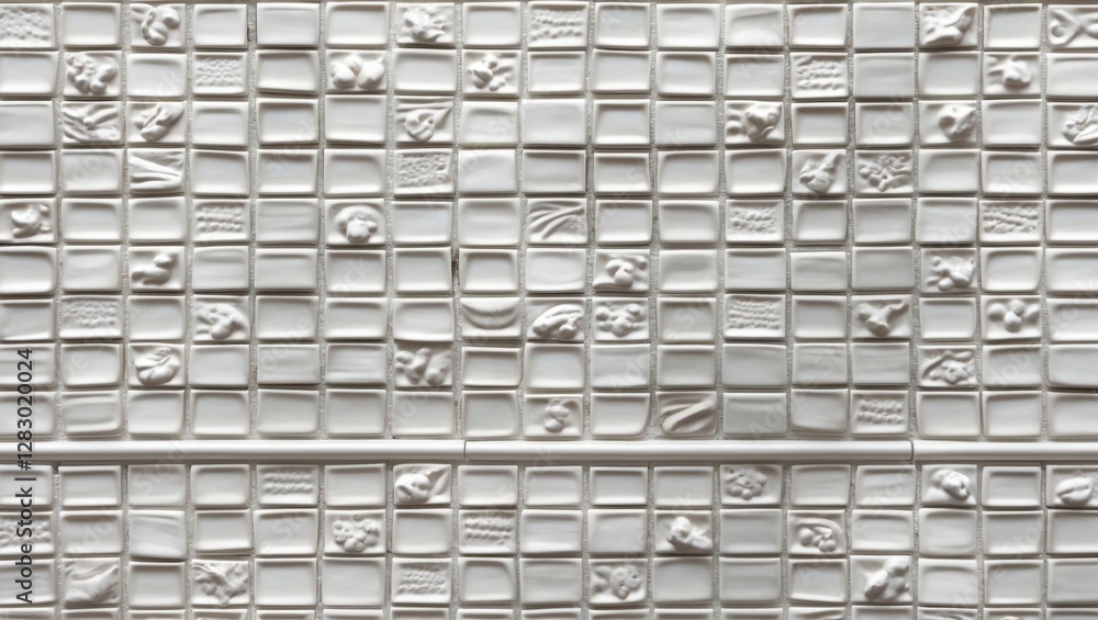 Aufkleber white textured wall surface with small relief patterns arranged in a grid formation.