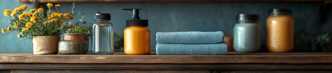 Colorful Spa Products and Towels for Relaxation. Generative AI