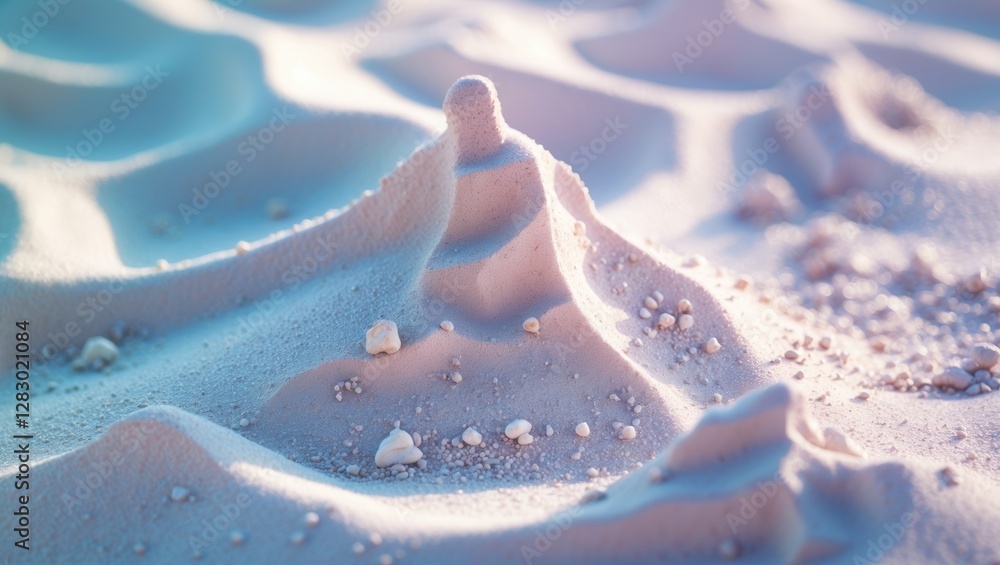 Aufkleber fine grains of sand creating undulating patterns with small pebbles in soft colors and gentle light 