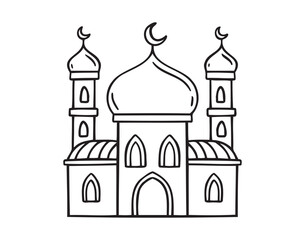 muslim mosque concept doodle hand drawn icon. Outline drawing muslim mosque line clipart symbol