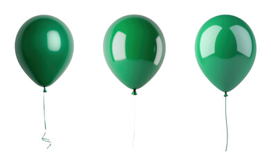 Three glossy green balloons on a Transparent Background