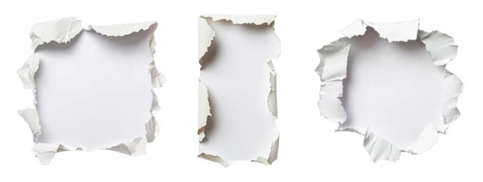 Torn paper frames with blank space for text or images