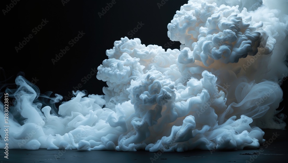 Poster white smoke clouds on a dark background creating an abstract artistic texture with a soft and dynami