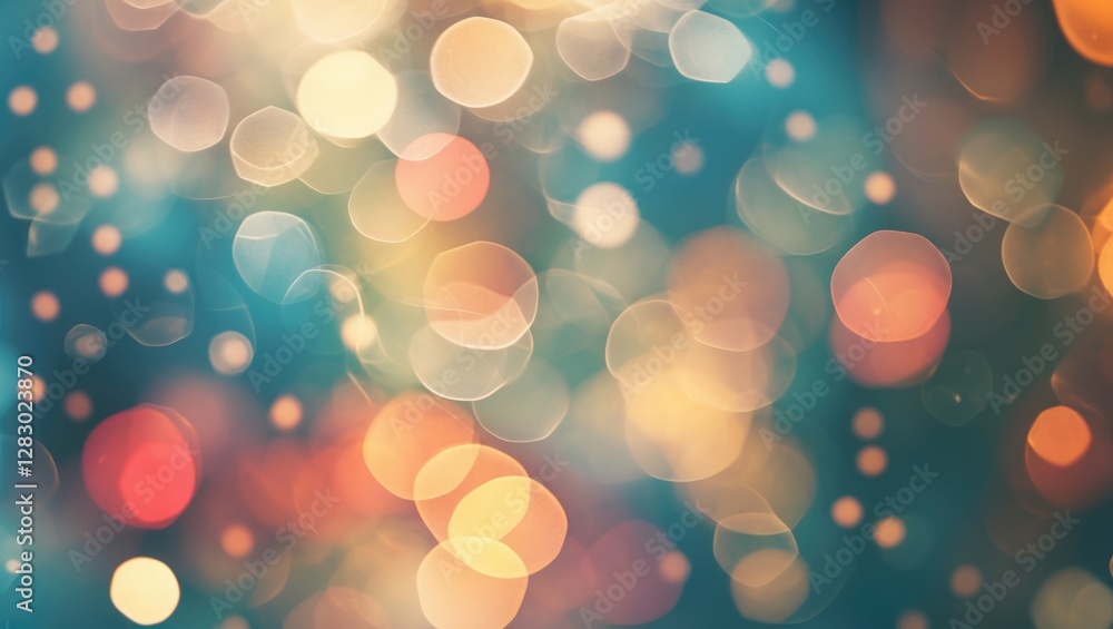 Poster colorful bokeh background with soft circles of light in various hues creating a dreamy and festive a
