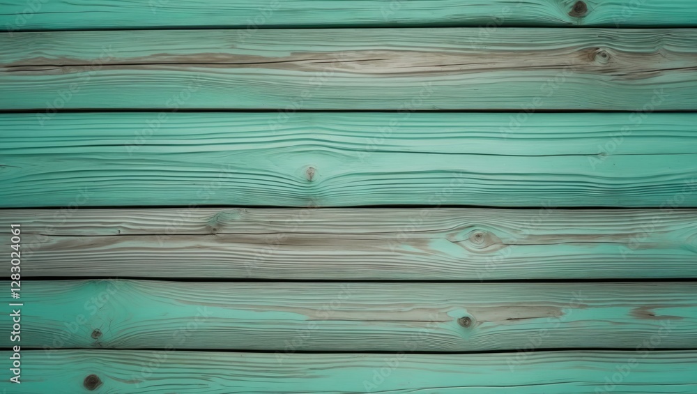 Poster green painted wooden planks background with natural grain texture and variations in color and patter