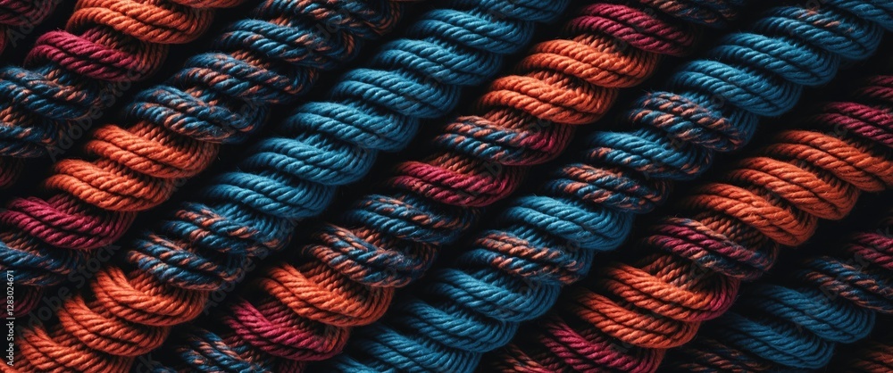 Poster colorful twisted ropes in alternating patterns of blue and orange background design