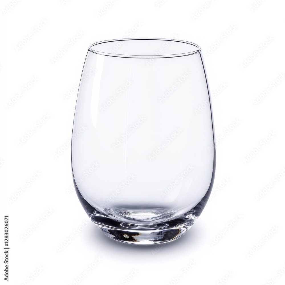 Poster elegant empty stemless wine glass isolated on white background for a modern and minimalist aesthetic