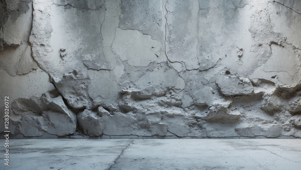 Aufkleber textured concrete wall with cracks and imperfections illuminated by ambient lighting in an empty spa