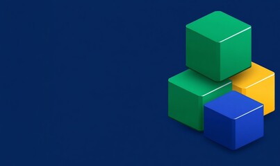 Obraz premium Colorful cubes stacked on a dark blue background.