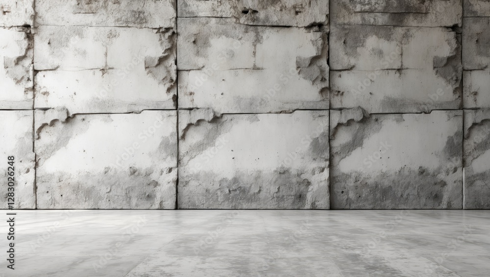 Poster industrial concrete wall with textured surface and polished floor in empty space for modern architec