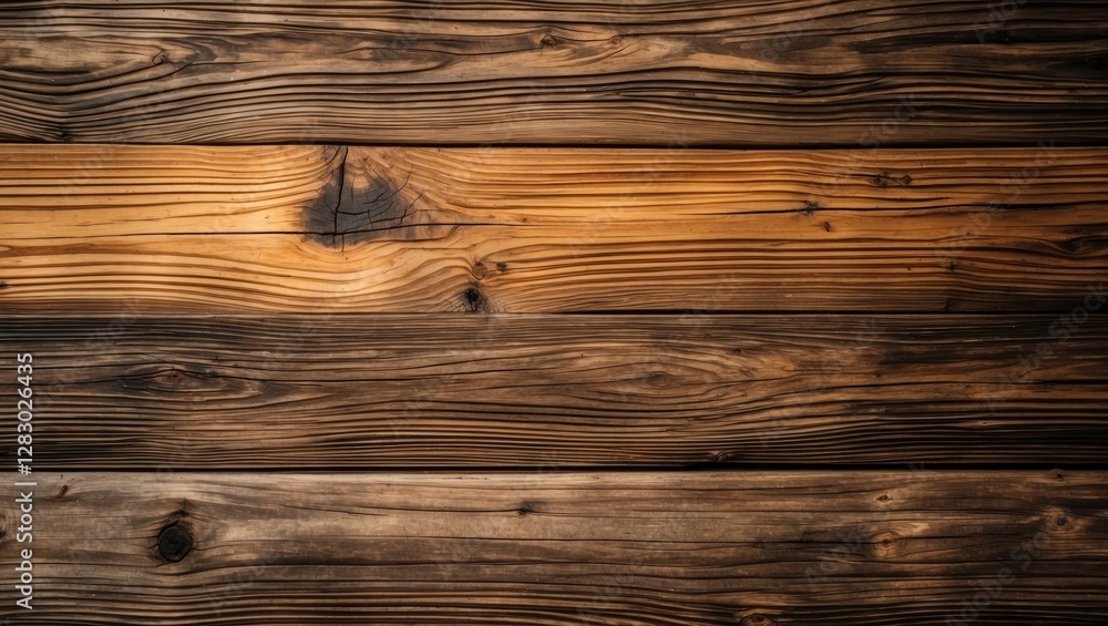 Poster brown wooden planks with varying tones and textures arranged horizontally in a seamless pattern back