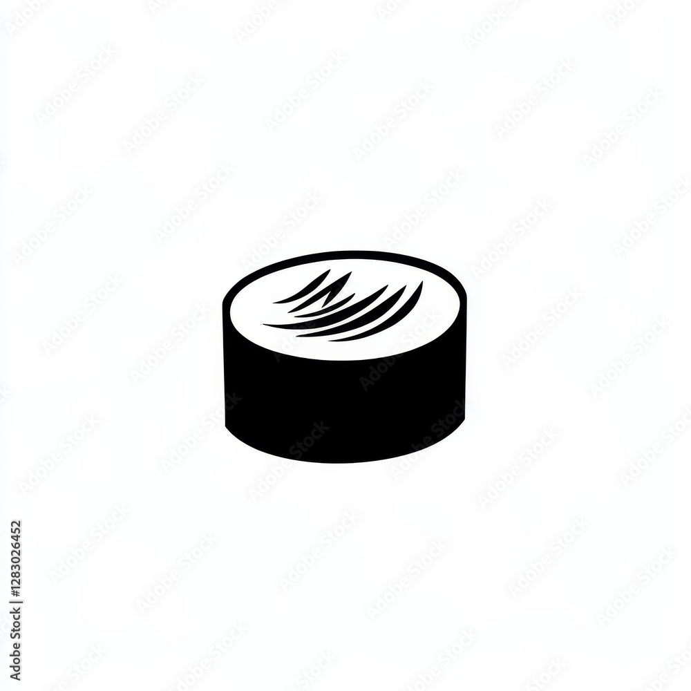 Poster Minimalist Black and White Illustration of an Abstract Circular Object with Flowing Lines.