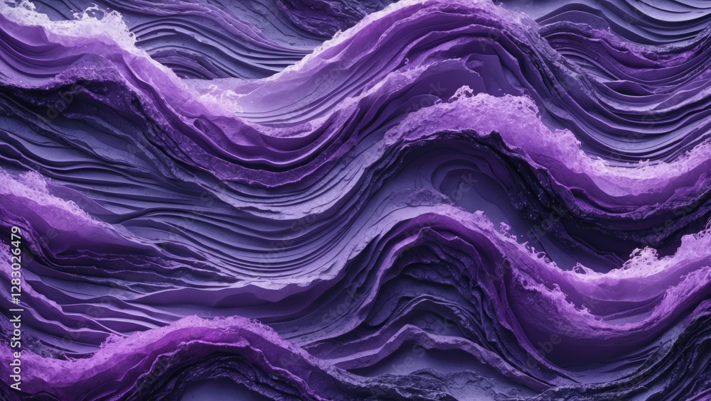 Poster purple layered abstract waves texture background for digital design and artistic projects