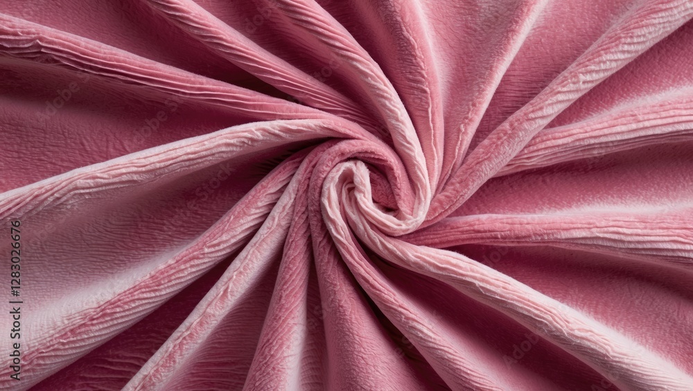 Aufkleber pink textured fabric close-up showing swirling patterns and creases in a circular arrangement