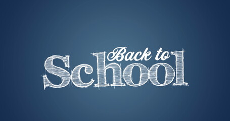 Image of back to school text on blue background