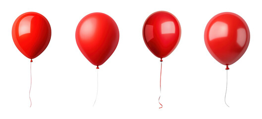 Collection of shiny red balloons on a Transparent Background