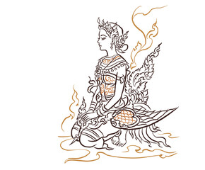fairy tale princess digital art for card decoration illustration