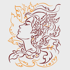 face of woman with flowers vector for card decoration illustration