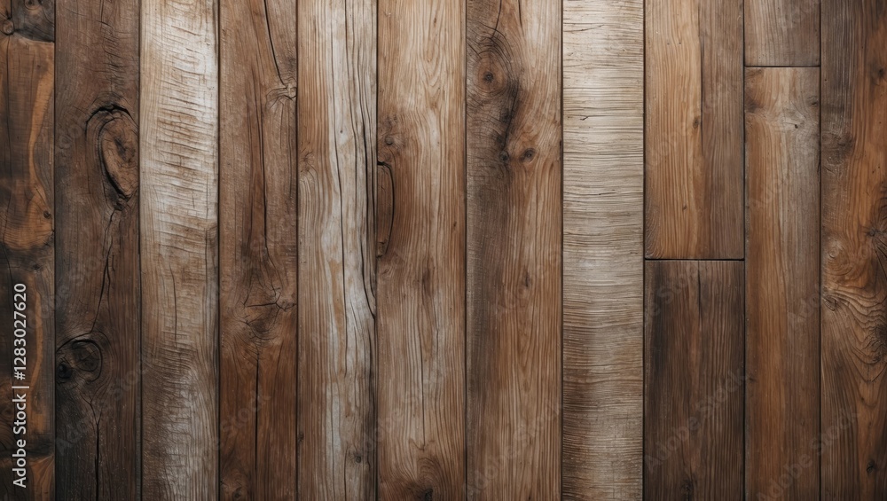 Poster wooden floorboards in various shades and textures arranged in a seamless pattern on a rustic backgro
