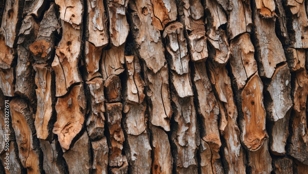 Poster textured wooden bark surface with intricate patterns and variations in color and tone showcasing nat