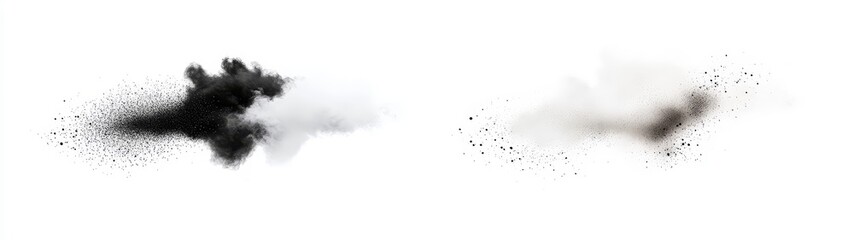Abstract Smoke Clouds in Black and White on a White Background