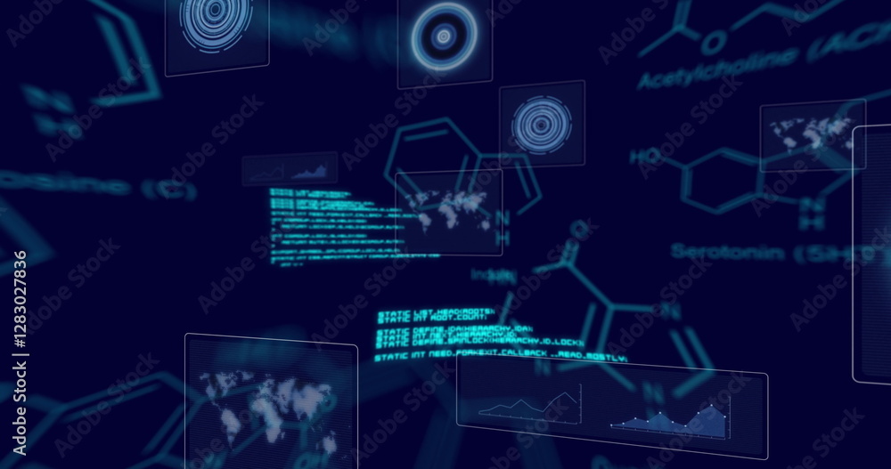 Poster image of chemical formula and data processing over scope scanning