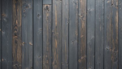 Fototapeta premium Dark stained wooden wall panels with natural grain texture and variation in color