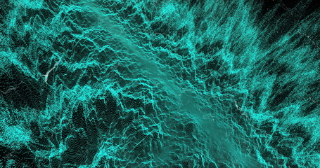 Image of glowing light trails moving over black background