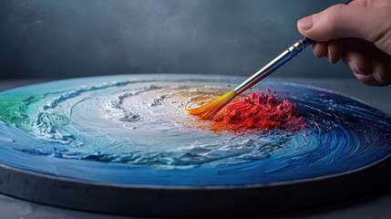 Obraz premium metallic ink bioluminescent paint present an enchanting color explosion Psychedelic Ink Waves Flow Into Cosmic Landscapes.