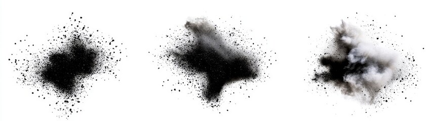 Abstract Smoke and Dust Explosions on White Background