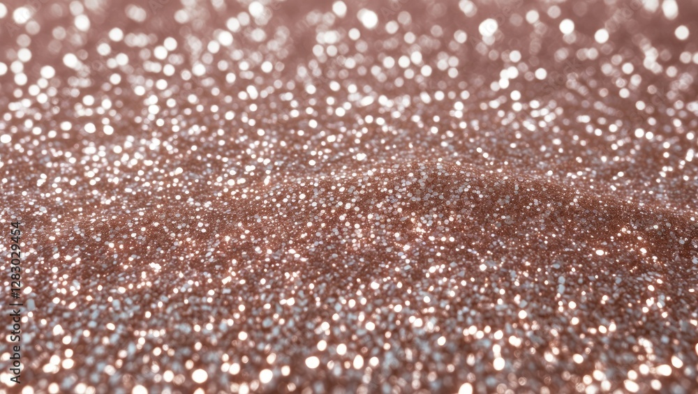 Poster rose gold glitter texture with a bokeh effect in a soft, shimmering background suitable for various 