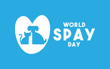 World Spay Day. February. Blue background. Flat design vector.