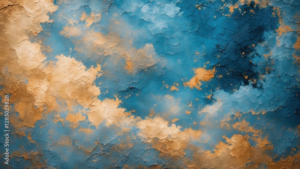 Poster textured abstract background featuring blue and golden hues resembling a cloudy sky. high resolution