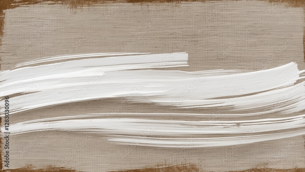 Poster abstract canvas texture with horizontal white brush strokes on a beige background ideal for backgrou
