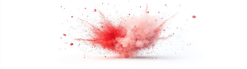 Obraz premium Red Powder Explosion on White Background for Creative Projects