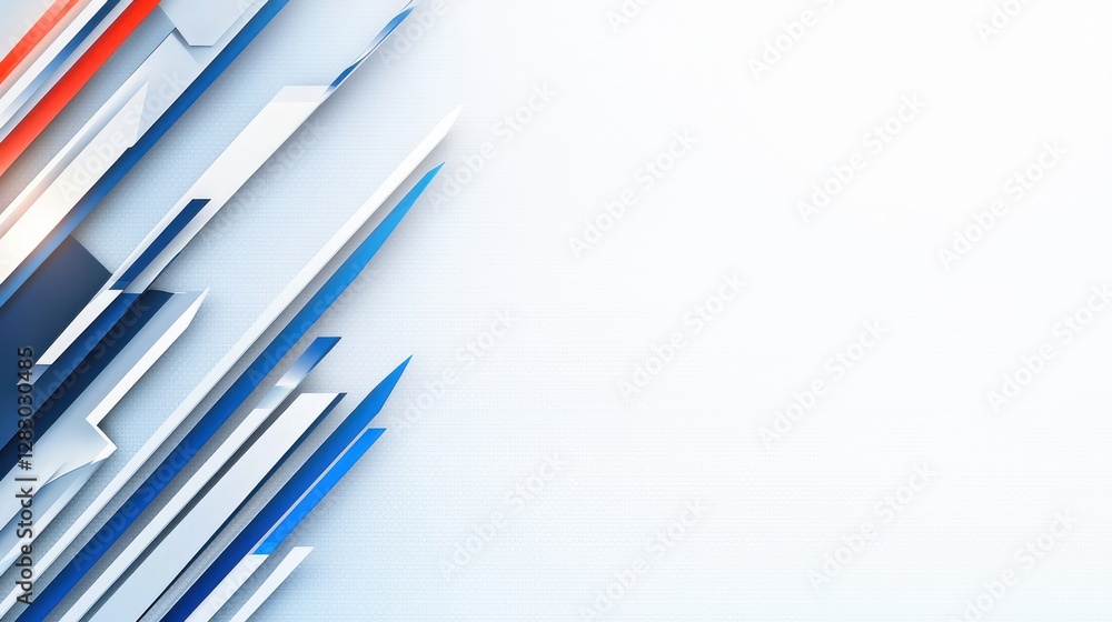 Poster a vibrant abstract design featuring dynamic lines in blue, red, and white, creating a modern and ene
