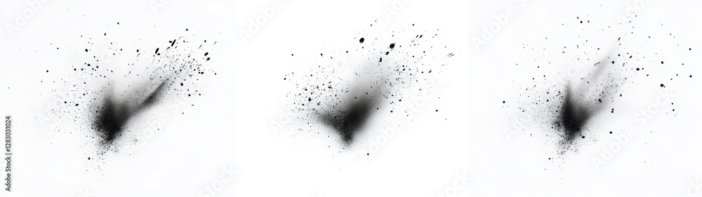 Poster abstract black smoke pattern on white background with splatter effect