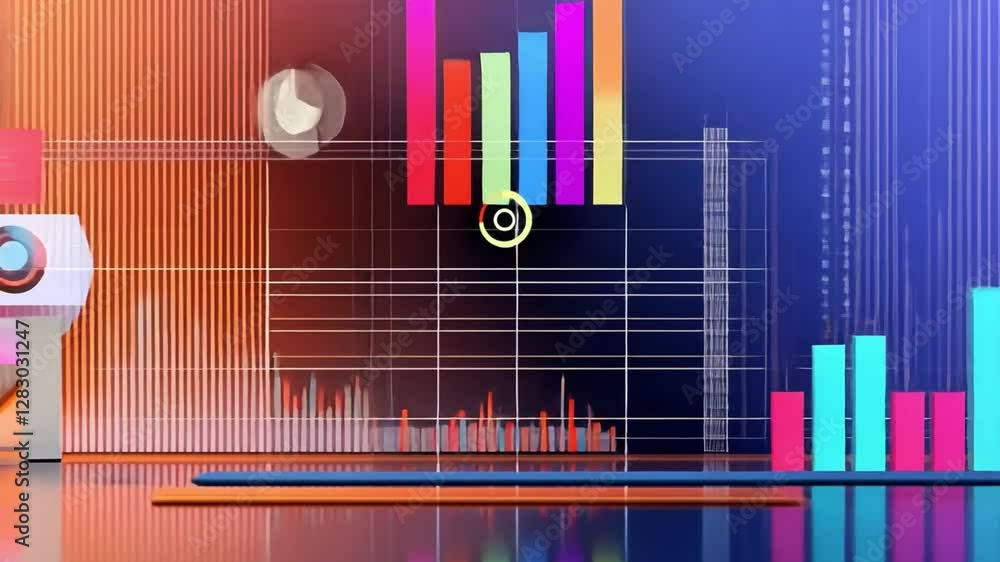 Poster data visualization: a vibrant data visualization comes to life, showcasing intricate charts, graphs,