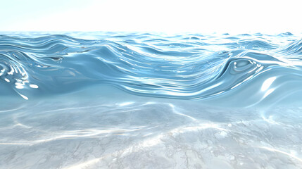 Abstract Water Surface With Ripples Showing Blue Waves and Reflection With a White Horizon