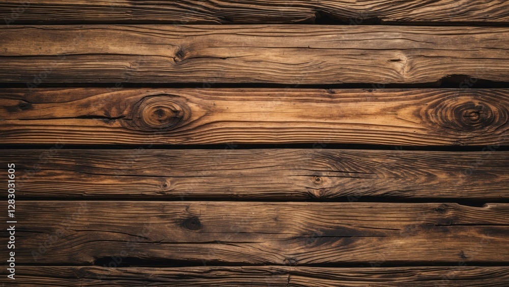 Poster brown rustic wooden planks background with textured grain patterns in horizontal arrangement for nat