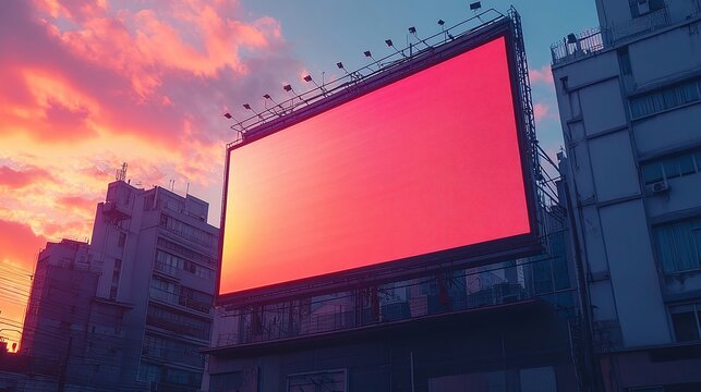 city commercial urban building billboard mockup with illuminated digital display screen for ooh media outdoor advertising and marketing signage in modern branding space
