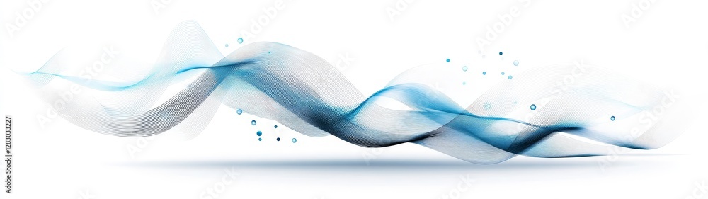 Poster abstract blue wave design with soft curves and delicate texture